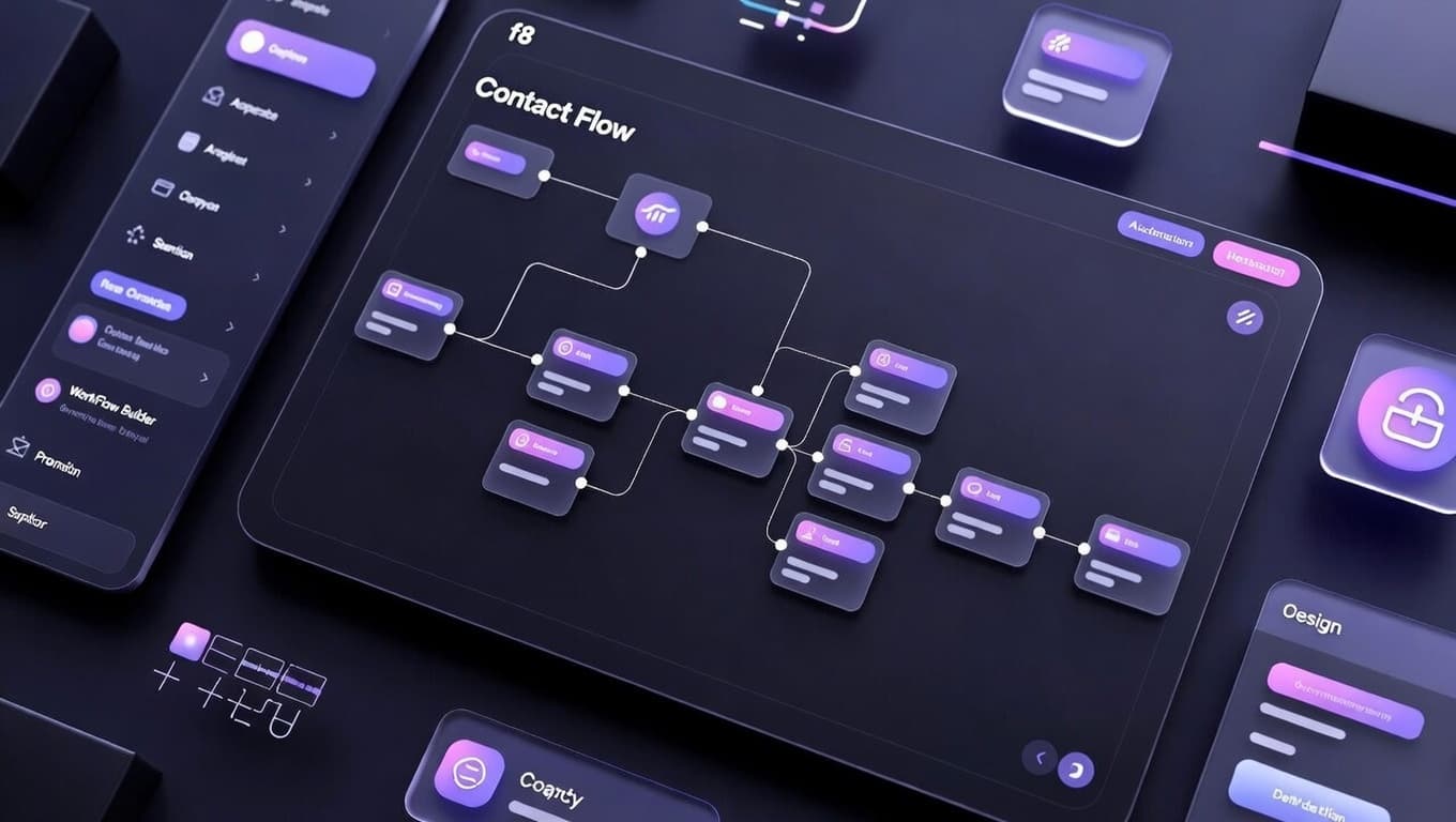 Visual workflow builder showing connected automation nodes